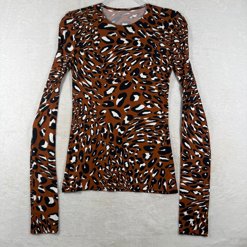Alexandre Vauthier Leopard Print Viscose Long Sleeve Top Womens L Italy